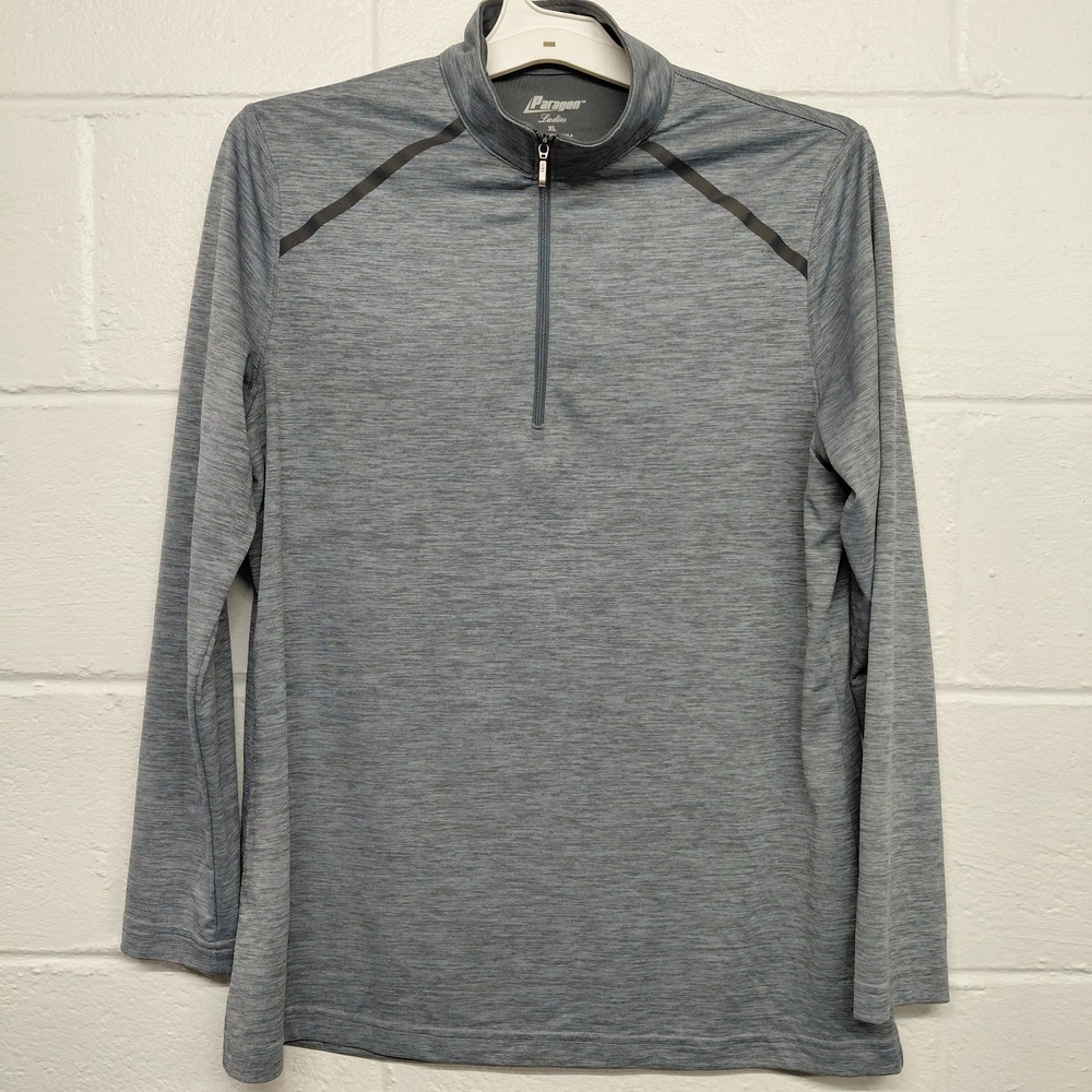 PARAGON Fitwear Heathered Gray 1/4 Zip Long Sleeve Athleisure Sustainable Shirt